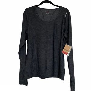 NWT Reebok Sport Heather Grey Long Sleeve Top, Workout Top, Gym Fit